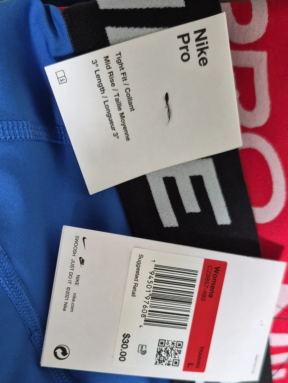 NWT Nike Women's Performance Compression Shorts - Blue & Red